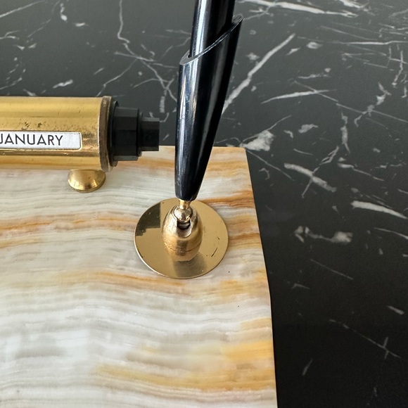 Vintage Onyx Rolling Date Fountain Pen Office Desk Stand Light Natural Patina - Picture 3 of 11